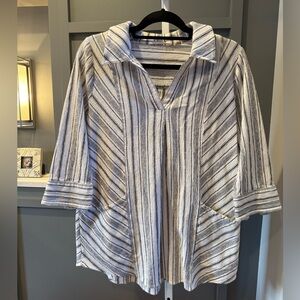 SOFT SURROUNDINGS Women’s 3/4 Sleeve Pullover Tunic, Sz L, Black/White